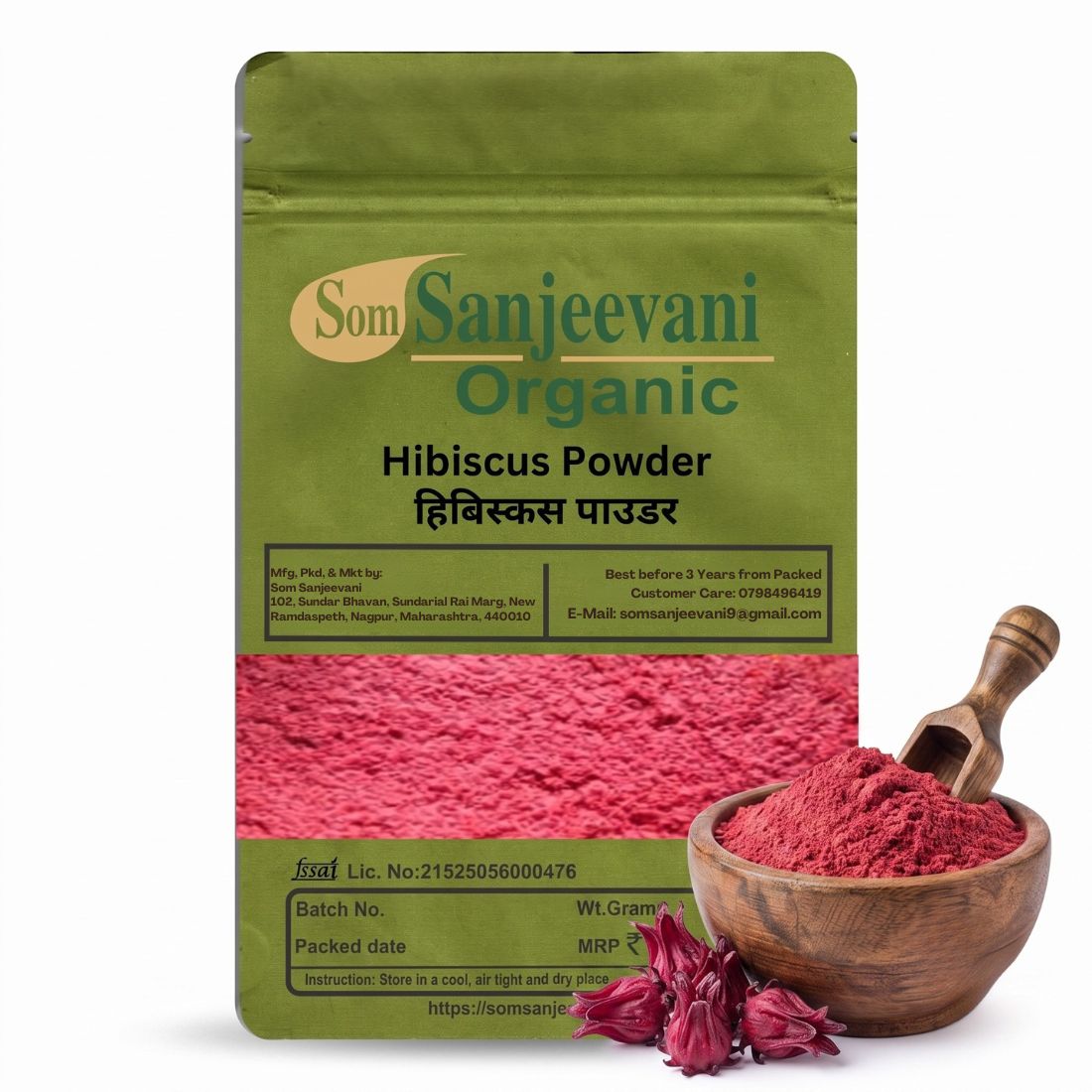 Hibiscus Powder Som Sanjeevani Organic For-Natural-असली-प्राकृतिक