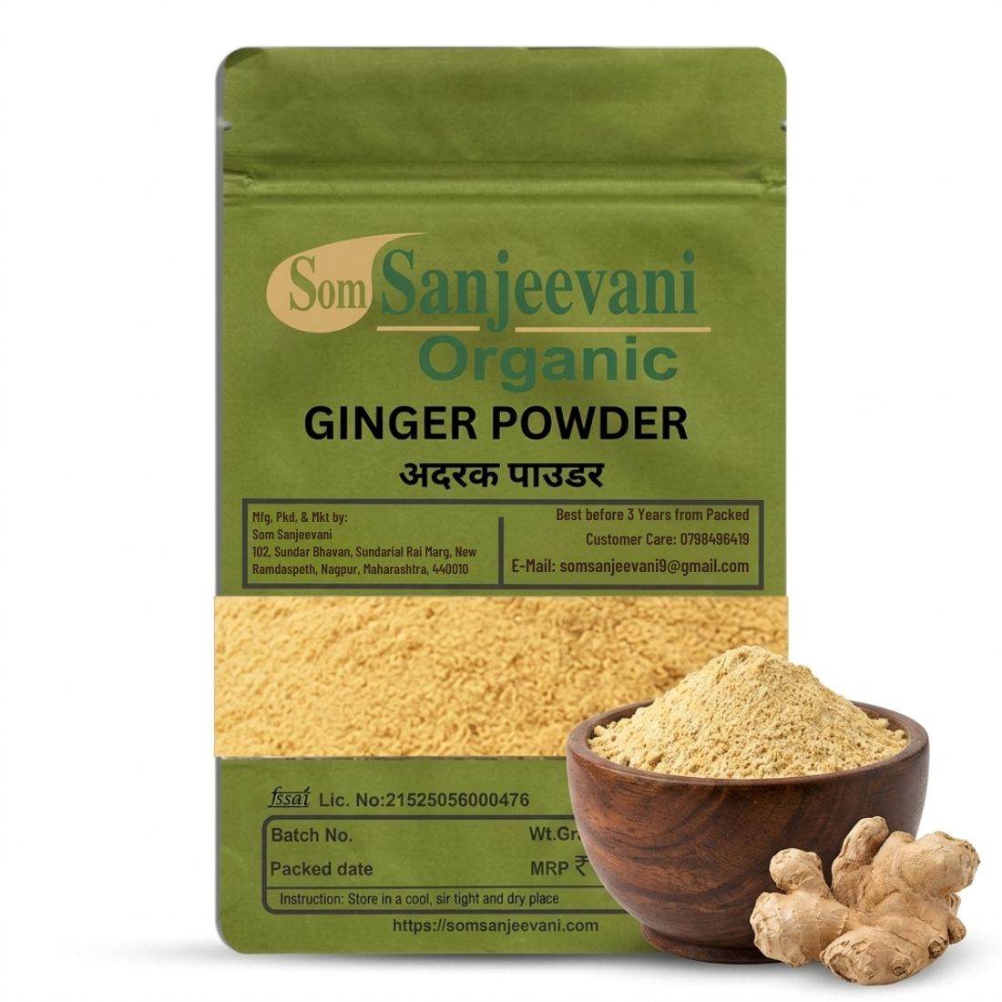 Ginger Powder Som Sanjeevani Organic For-Natural-असली-प्राकृतिक