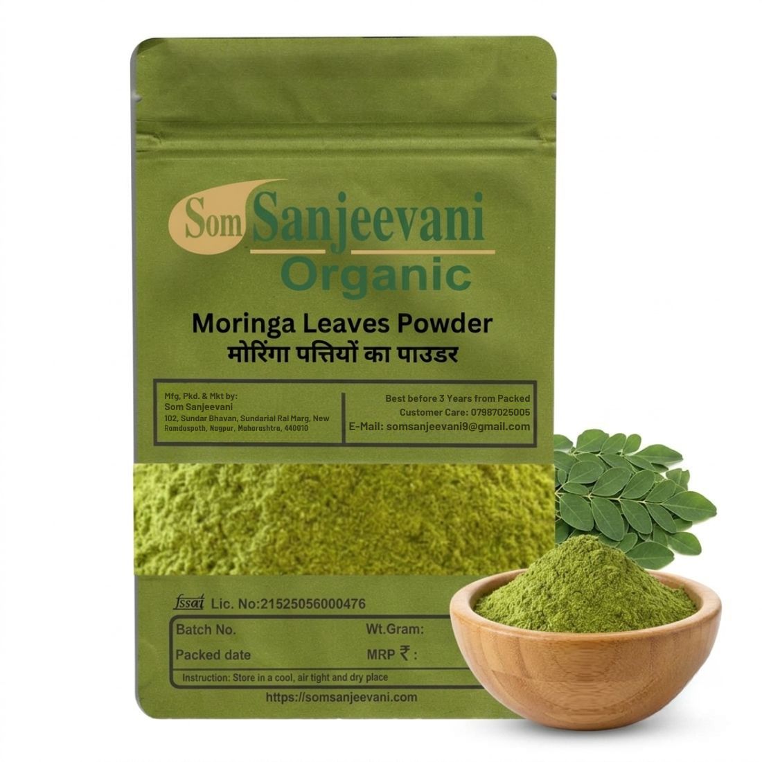 Moringa Dried Leaves Powder Som Sanjeevani Organic For-Natural-असली-प्राकृतिक