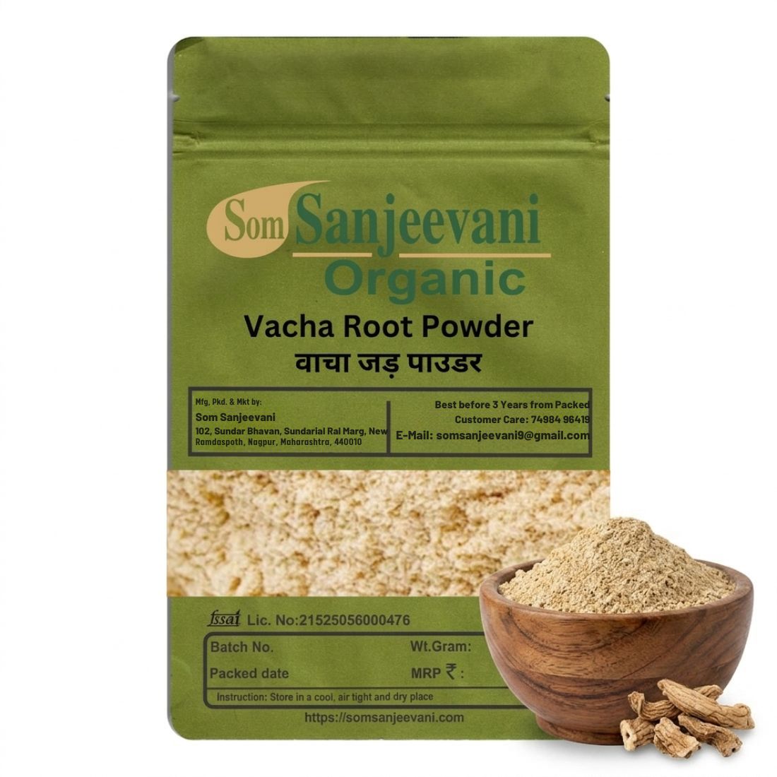 Vacha Root Powder|Vasambu|Gurbach|Sweet Flag Som Sanjeevani Organic For Improves Memory & Brain Function