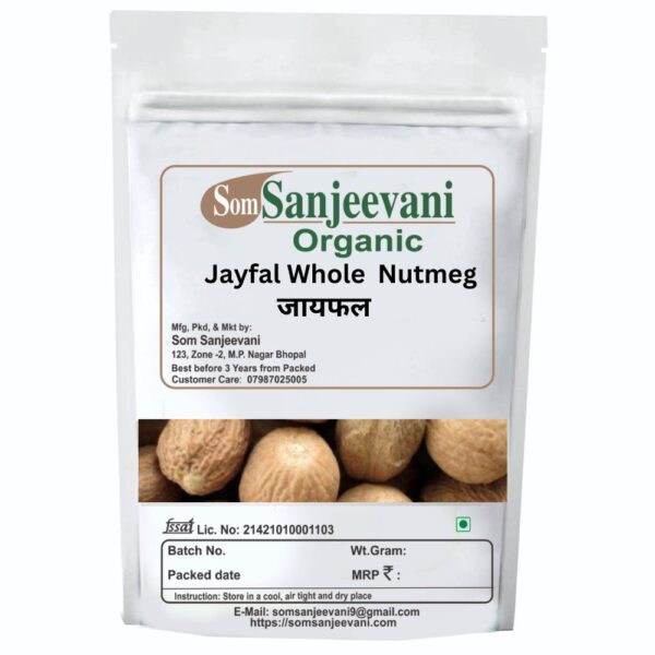 Som Sanjeevani Organic Jayfal Whole  Nutmeg-जायफल-With 100g Multani Mitti Powder