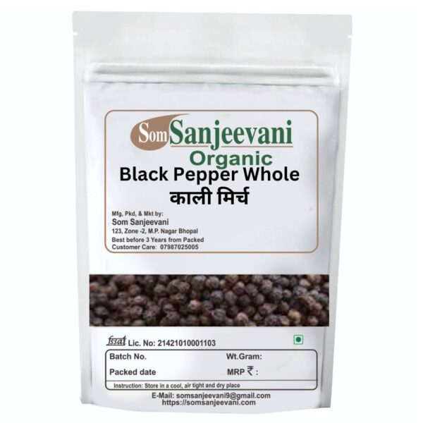 Black Pepper Whole Kali Mirch- Natural-Pure-No Mixing-Som Sanjeevani Organic