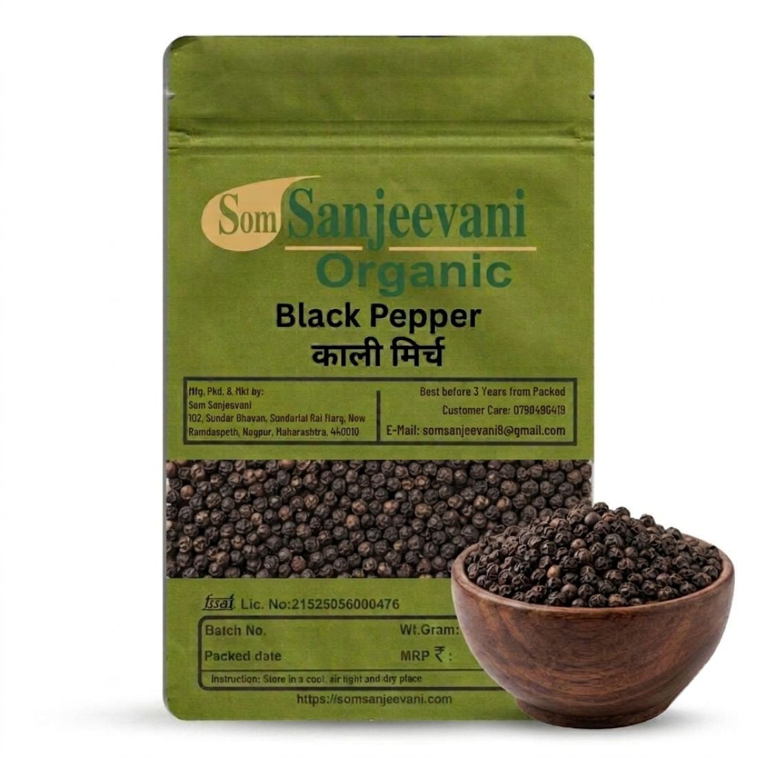 Black Pepper Whole Kali Mirch Som Sanjeevani Organic For-Natural-असली-प्राकृतिक