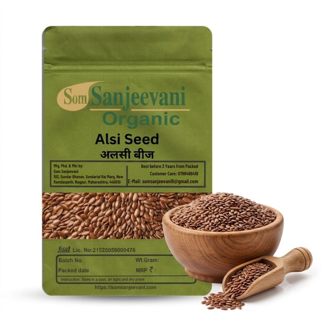 Alsi Seeds (Flax Seeds)Som Sanjeevani Organic for Balanced Nutrition|Fiber-Rich Goodness for Everyday Wellness