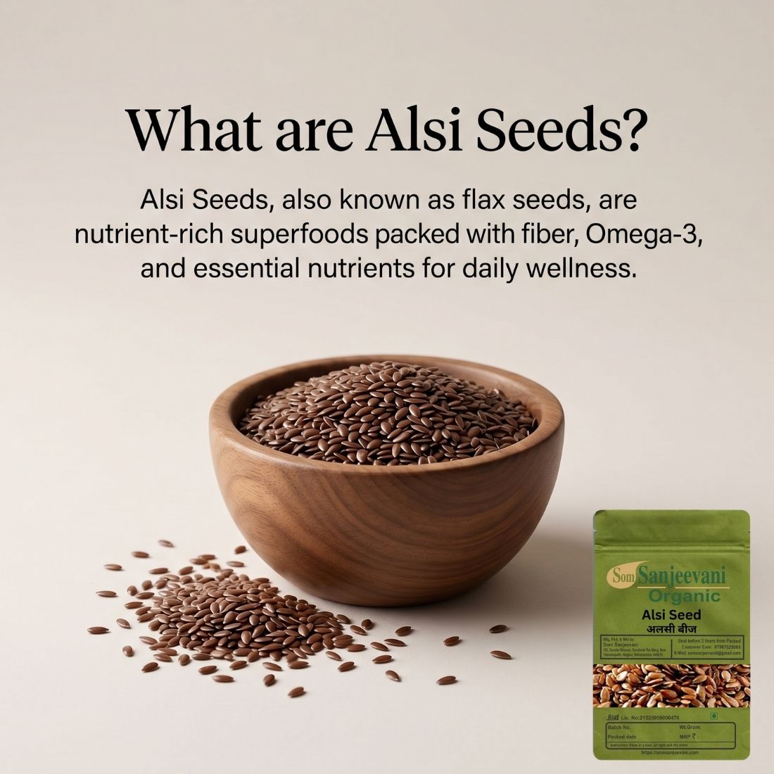 Som Sanjeevani Organic Alsi Seeds Roasted|Improves Gut Function & Support Heart Health - Image 2