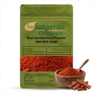 Red Sandalwood Powder|Lal chandan|Ragat chandan|Som Sanjeevani Organic For For brightening and Glowing skin Reduce Acne and brown marks For men and women