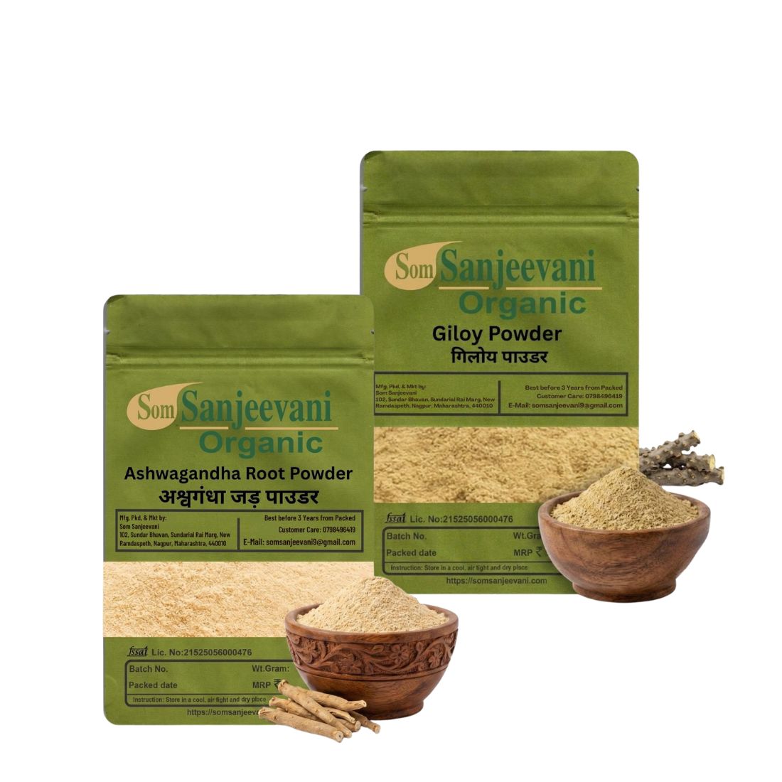 Combo Health Care|Ashwagandha|Giloy|(Pack 2) Som Sanjeevani Organic For|each 200g|Original