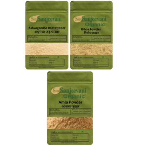 Som Sanjeevani Organic Combo Health Care|Ashwagandha|Giloy|Amla|(Pack 3)|each200g