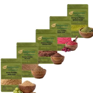 Combo Hair Care|Amla|Shikakai|Reetha|Bhringraj|Hibiscus|(Pack 5) Som Sanjeevani Organic For|each50g|Original