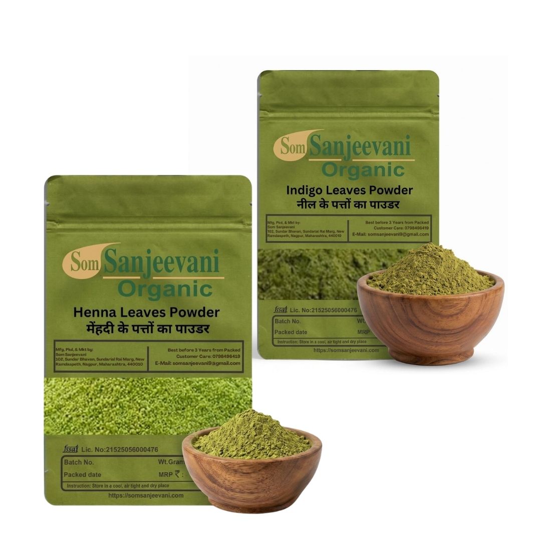 Combo Hair Care|Henna|Indigo|(Pack 2) Som Sanjeevani Organic For|each100g|Original