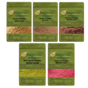 Som Sanjeevani Organic Combo Hair Care|Amla|Shikakai|Reetha|Bhringraj|Hibiscus|(Pack 5)|each50g