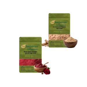 Combo Skin Care Powder|Rose Petal|Sandalwood(Pack 2)Som Sanjeevani Organic For |each50g|Original