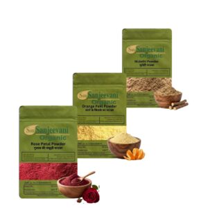 Combo Skin Care Powder|Mulethi|Orange Peel|Rose Petal(Pack 3) Som Sanjeevani Organic For|each100g|Original