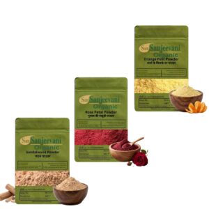 Combo Skin Care Powder|Sandalwood|Orange Peel|Rose Petal(Pack 3) Som Sanjeevani Organic For|each50g|Original
