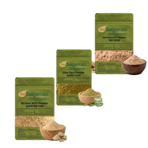 Combo Skin Care Powder|Sandalwood|Aloevera|Multani Mitti(Pack 3) Som Sanjeevani Organic For|each100g|Original