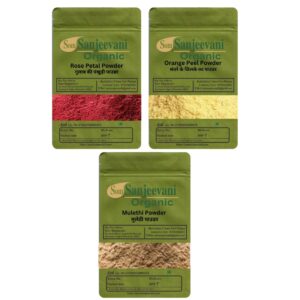 Som Sanjeevani Organic Combo Skin Care Powder|Mulethi|Orange Peel|Rose Petal(Pack 3)|each100g