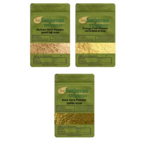 Som Sanjeevani Organic Combo Skin Care Powder|Multani|Orange Peel|Aloevera(Pack 3)|each200g