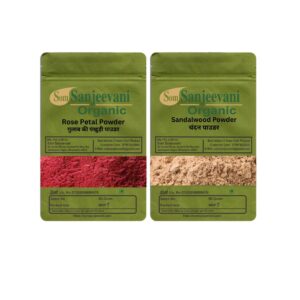 Som Sanjeevani Organic Combo Skin Care Powder|Rose Petal|Sandalwood(Pack 2)|each50g