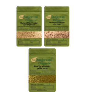 Som Sanjeevani Organic Combo Skin Care Powder|Sandalwood|Aloevera|Multani Mitti(Pack 3)|each100g