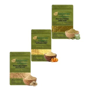 Combo Skin Care Powder|Multani|Orange Peel|Aloevera(Pack 3) Som Sanjeevani Organic For|each200g|Original