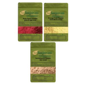 Som Sanjeevani Organic Combo Skin Care Powder|Sandalwood|Orange Peel|Rose Petal(Pack 3)|each50g