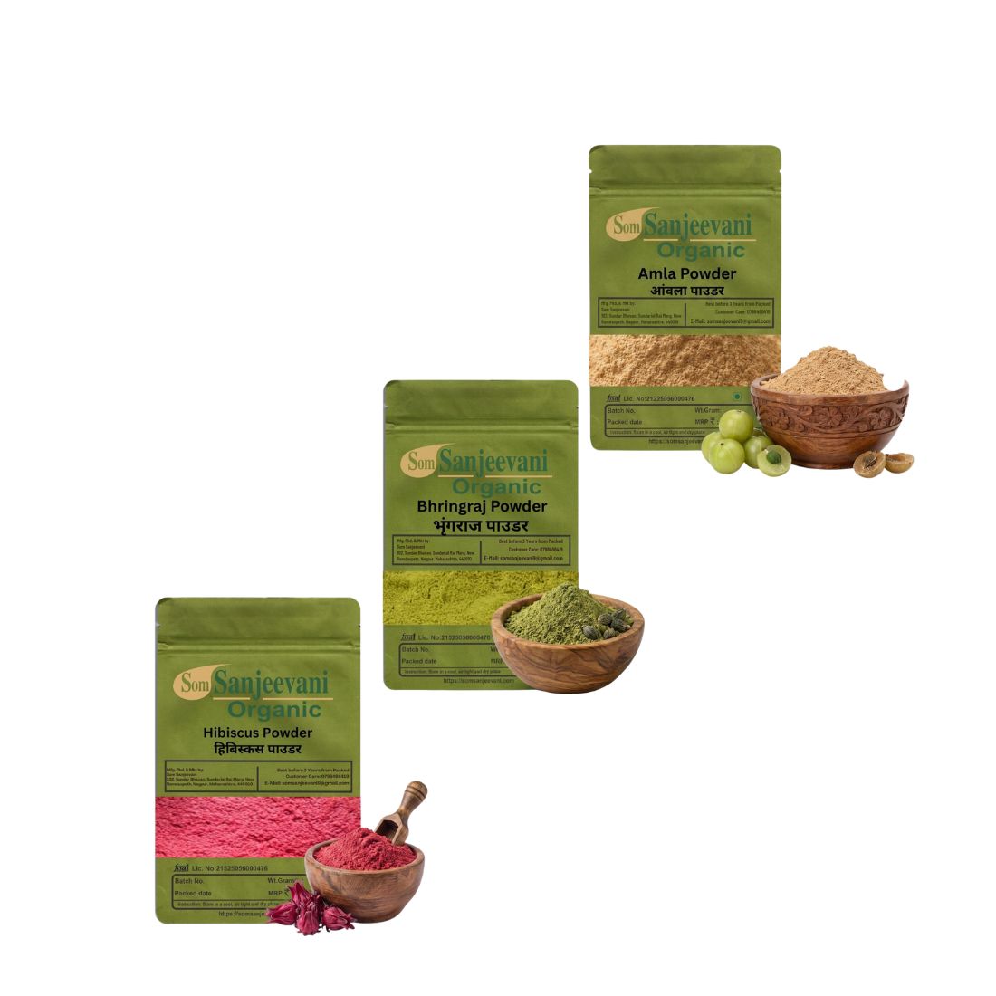 Combo Hair Care|Amla|Bhringraj|Hibiscus|(Pack 3)Som Sanjeevani Organic For|each50|Original