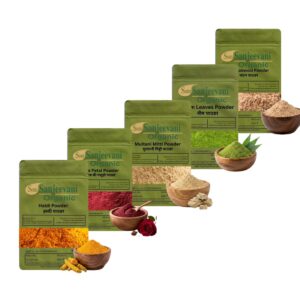 Combo Skin Care |Sandalwooe|Rose Petal|Neem|Turmeric|MultaniMitti|(Pack 5)Som Sanjeevani Organic For|each50|Original