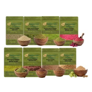 Combo Hair Care|Amla|Reetha|Shikakai|Hibiscus|Henna|Indigo|Bhringraj|Brahmi|(Pack 8)Som Sanjeevani Organic|each100|Original