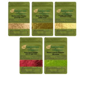 Combo Skin Care|Multani|Aloevera|Orange|Rose Petal|Neem|(Pack 5)Som Sanjeevani Organic For|each100g