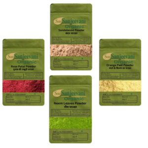 Combo Skin Care|Rose Petal|Sandalwood|Neem|Orange Peel|(Pack 4)Som Sanjeevani Organic For|each50g