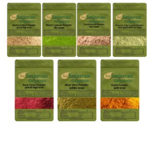 Combo Skin Care|Rose Petal|Sandalwood|Neem|Tulsi|Alovera|Turmeric|MultaniMitti|(Pack 7)Som Sanjeevani Organic For|each100g