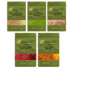 Combo Skin Carec|Sandalwooe|Rose Petal|Neem|Turmeric|MultaniMitti|(Pack 5)Som Sanjeevani Organic For|each50