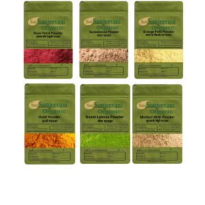 Combo Skin Care|Rose Petal|Sandalwood|Neem|Orange Peel|Multani Mitti|Turmic(Pack 6)Som Sanjeevani Organic For|each50g