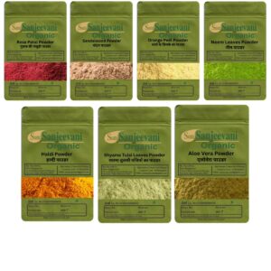 Combo Skin Care|Rose Petal|Sandalwood|Neem|Orange Peel|Tulsi|Aloe Vera|Turmic(Pack 7)Som Sanjeevani Organic For|each100g