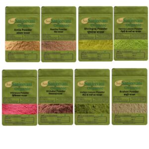 Combo Hair Care|Amla|Reetha|Shikakai|Hibiscus|Henna|Indigo|Bhringraj|Brahmi|(Pack 8)Som Sanjeevani Organic|each50